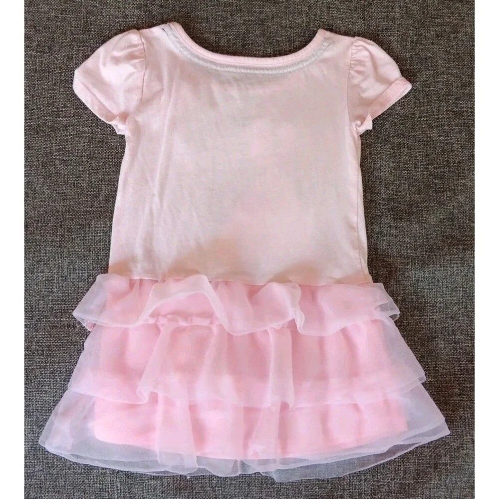 Dress 2T Girls Disney Princess Pink Ruffle Short Sleeve